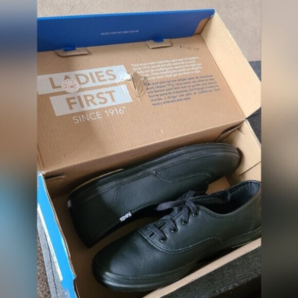 KEDS Ladies Champion Black Leather Ortholite Orthopedic Comfort Sneakers Shoes - Picture 9 of 14